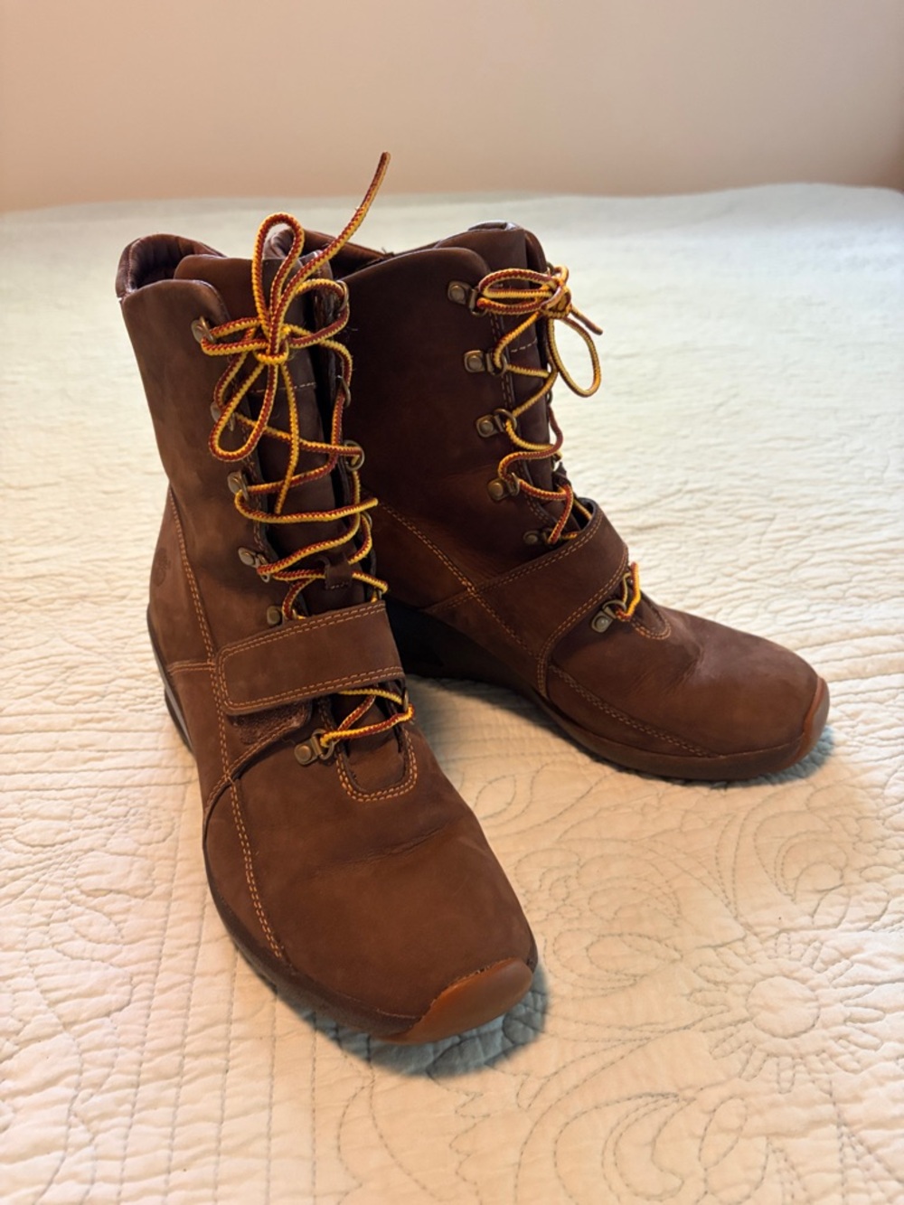 Timberland Wedge Leather Lace-Up Boots